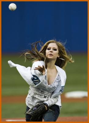 Avril Lavigne Throws First Pitch at Toronto Blue Jays And LA Angel